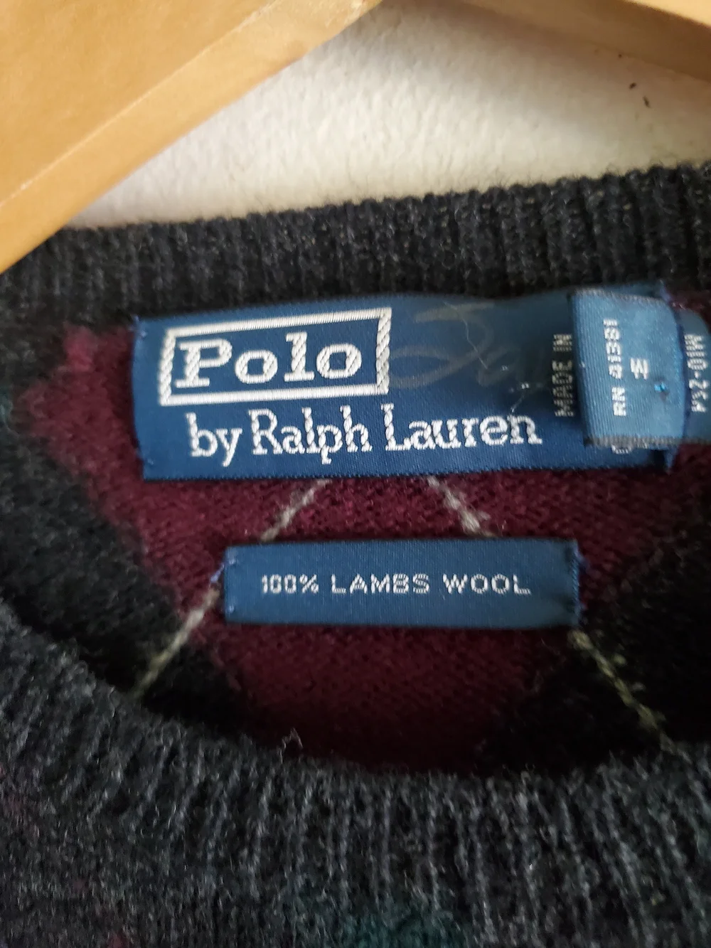 Polo by Ralph Lauren Men’s Teal & Burgundy Argyle Sweater Size Medium